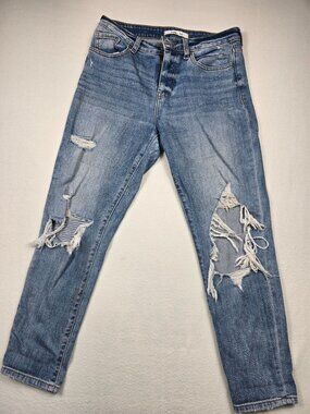 Willow & Root Womens Distressed Light Wash High-Rise Ankle Jeans Size 28